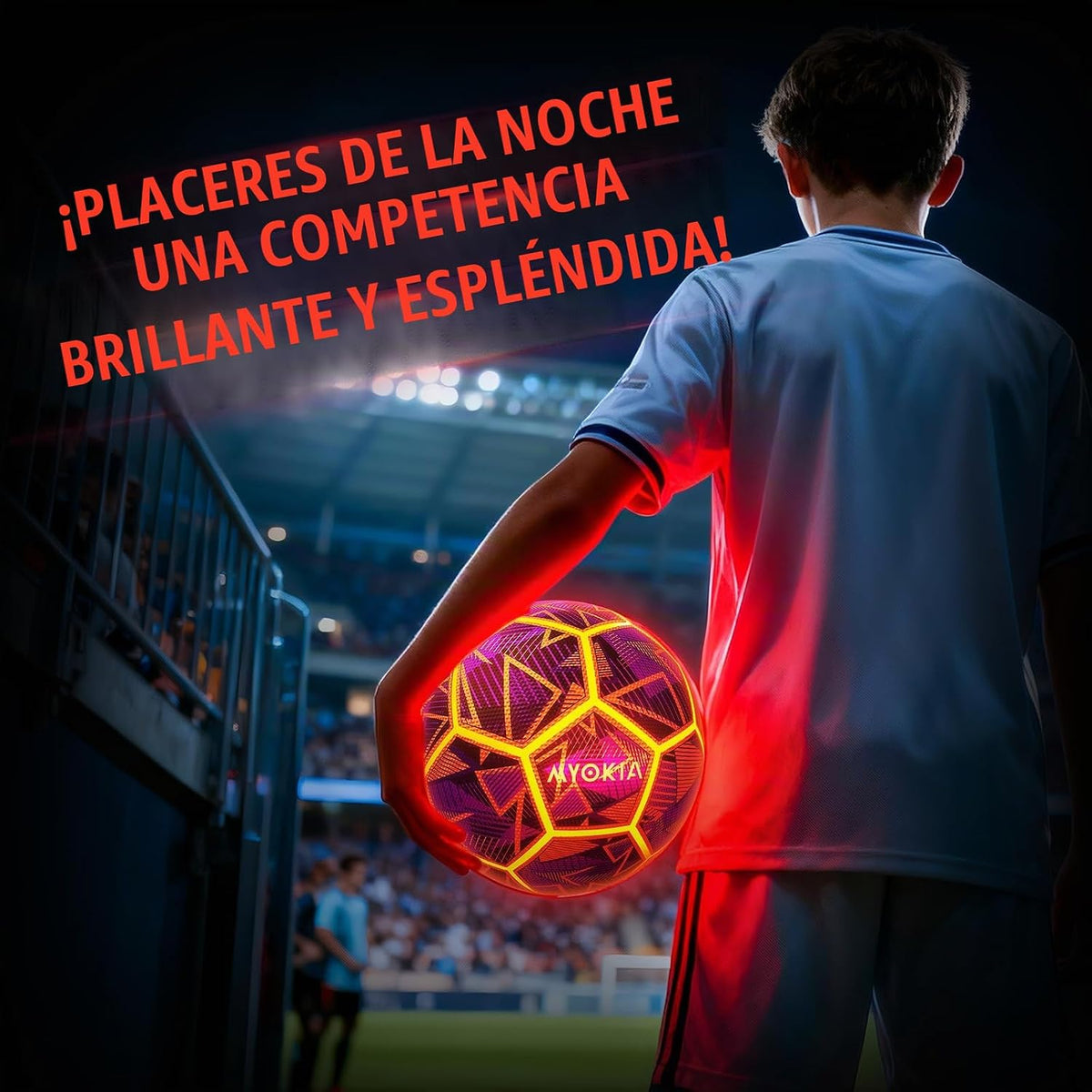 Balón de fútbol con luz recargable RGB, tamaño 5
