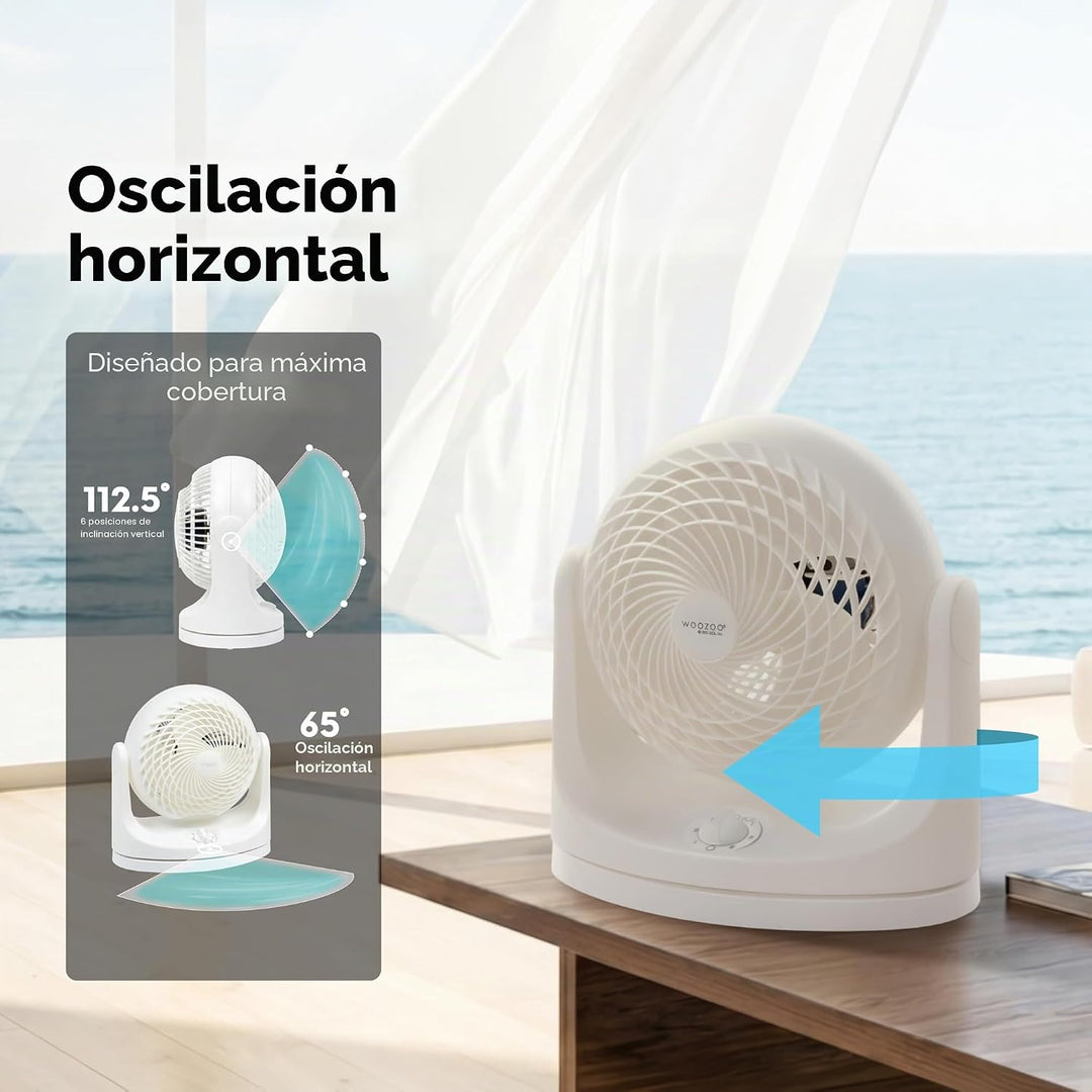 IRIS USA WOOZOO Ventilador de escritorio mediano, oscilante, inclin...
