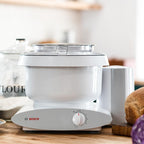 Bosch Universal Plus - Batidora de pie de 500 vatios, 6.5 cuartos, con látigos de alambre, gancho para masa y paquete de extensor de gancho para masa NutriMill