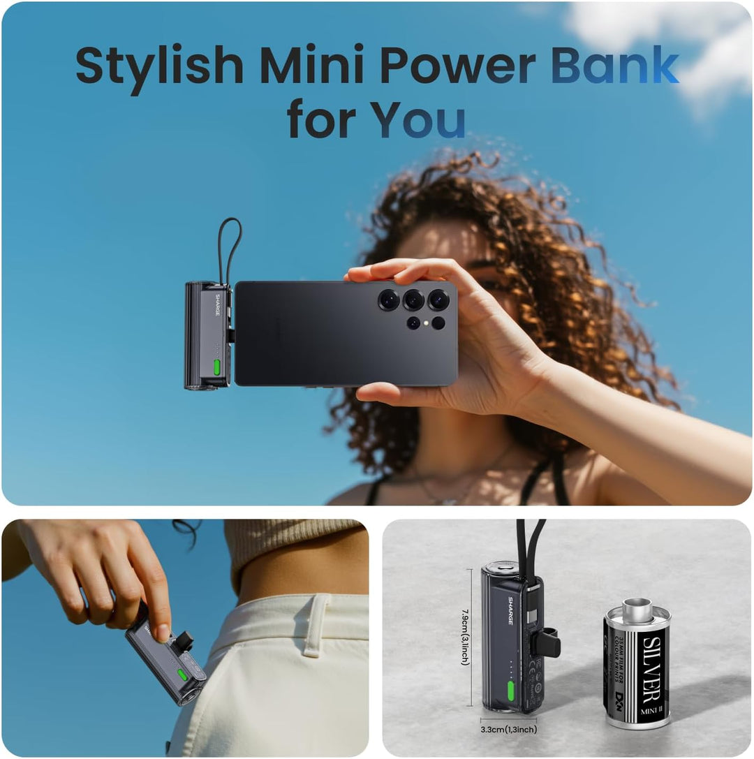 Sharge Flow Mini 2 Power Bank &amp; Paquete de cargador retráctil d...