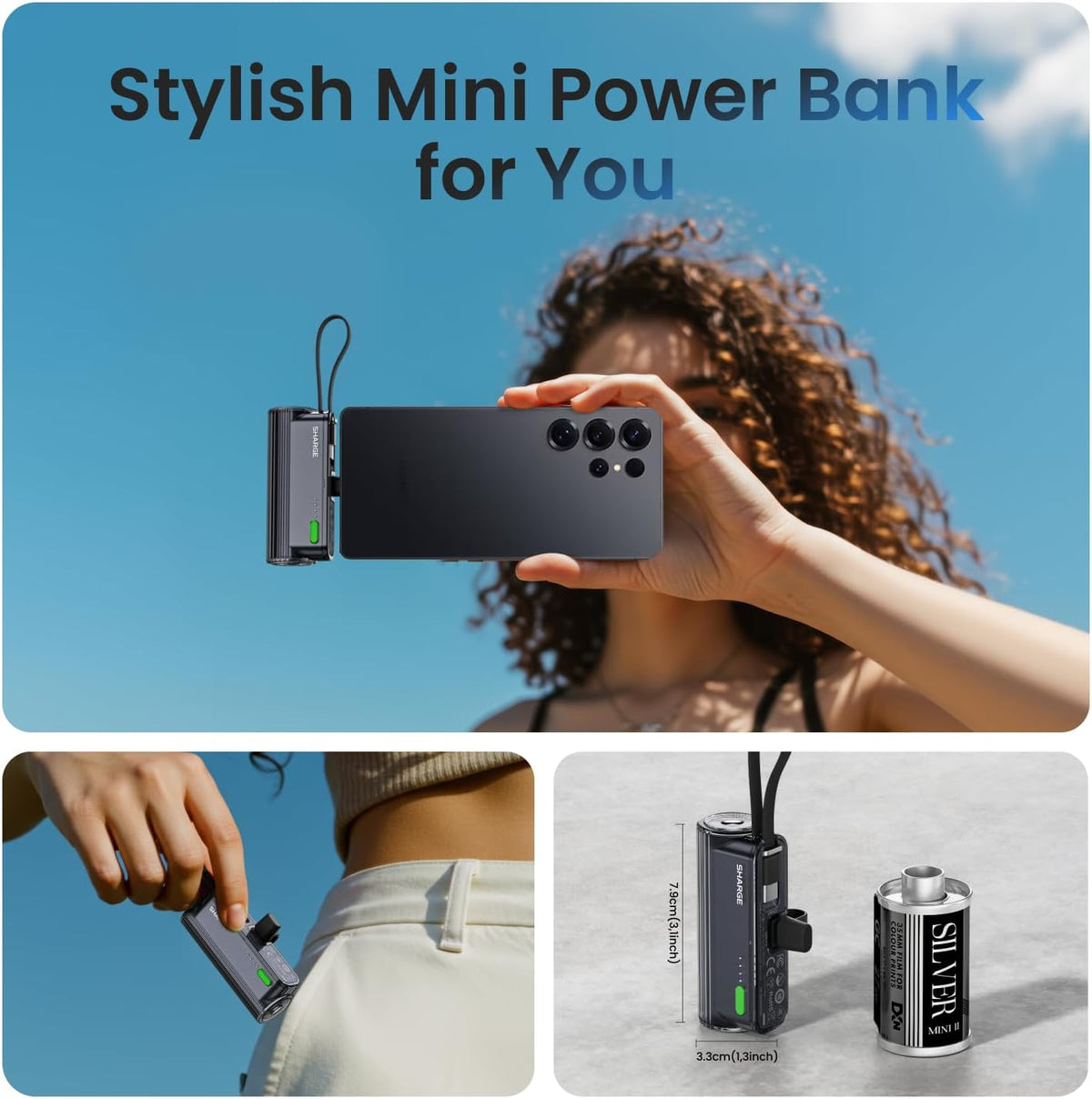 Sharge Flow Mini 2 Power Bank & Paquete de cargador retráctil de 65 W