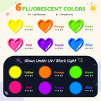 Juego de pintura lavable de neón grande para niños, 6 colores