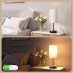 Lámpara ZJOJO - Juego de 2 lámparas de mesa para dormitorio, lámparas pequeñas de mesita de noche con interruptor basculante de 3 vías regulables y enchufe de CA, lámpara de escritorio de noche con pantalla