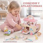 Lehoo Castle Juguete de madera rosa del arca de Noé para niña de 1 año