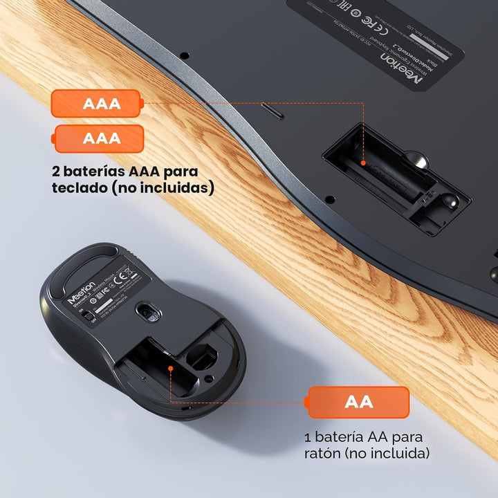 MEETION Combo ergonómico de teclado y ratón inalámbricos, teclas on...
