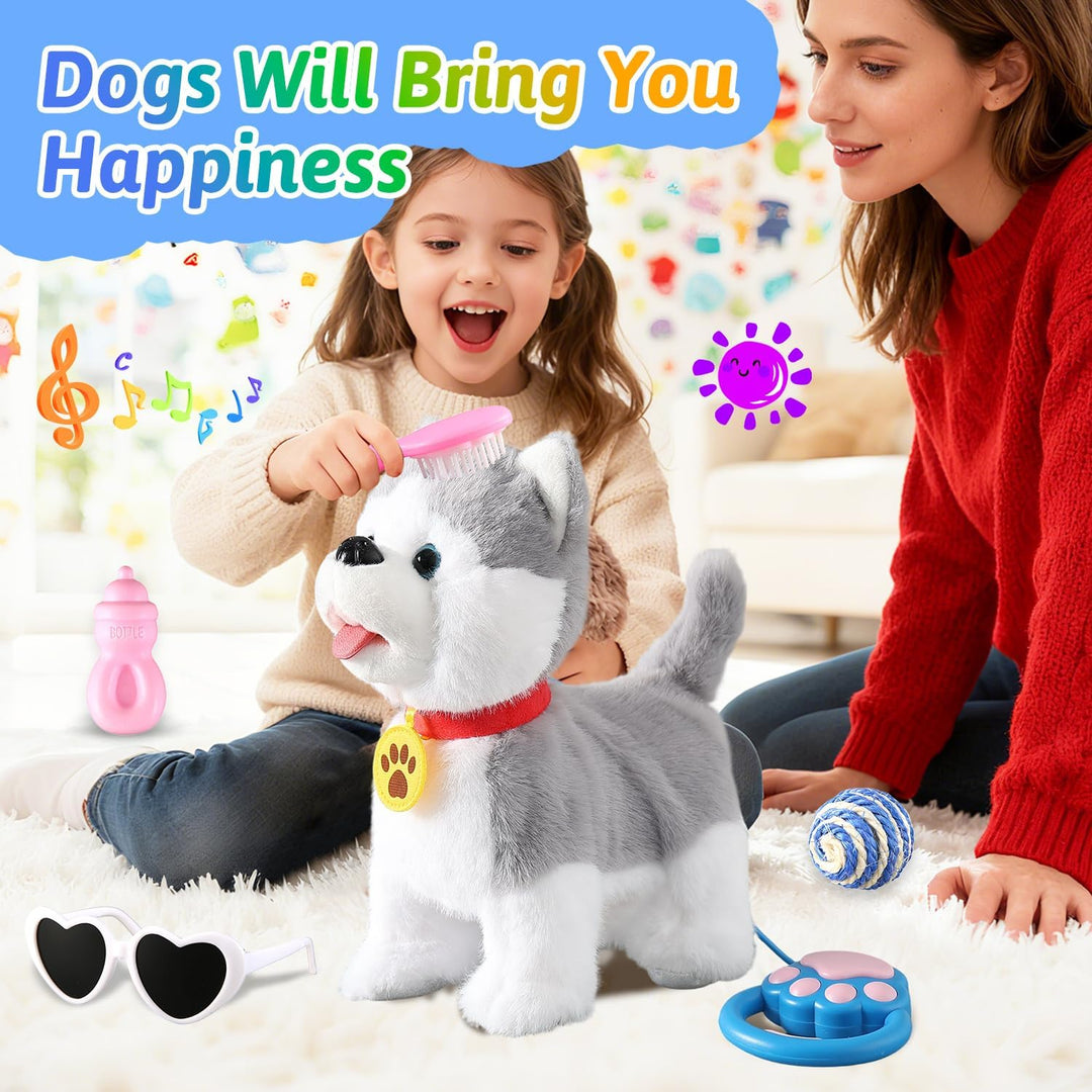 Marsjoy Husky Perro Caminante que Ladra para Niños Cachorro Robot M...
