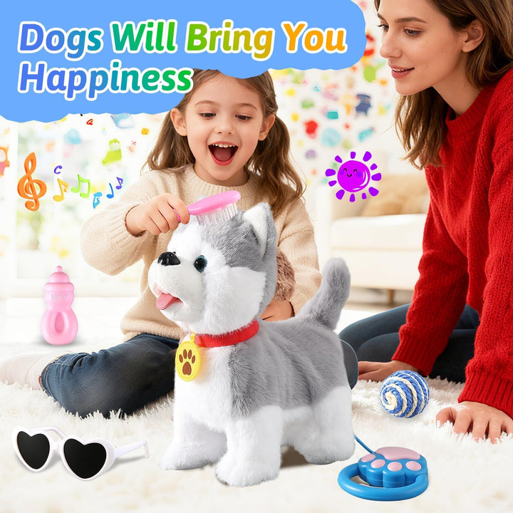 Marsjoy Husky Perro Caminante que Ladra para Niños Cachorro Robot M...