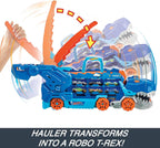 Hot Wheels City Ultimate Transportador T-Rex y 2 Autos de Moda a Escala