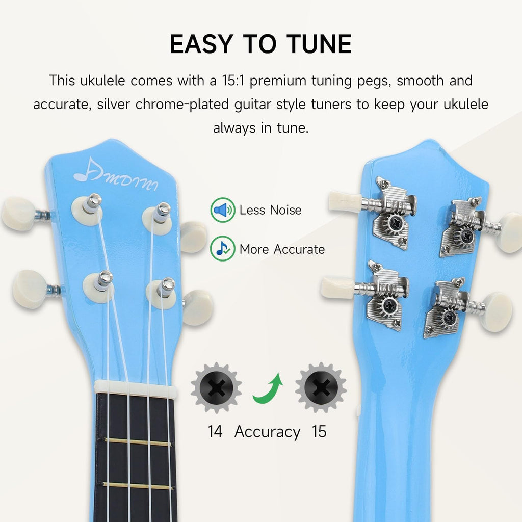Ukulele de 21 pulgadas para principiantes, kit de ukulele soprano de tilo para niños, adultos, estudiantes, principiantes, mini guitarra, paquete de ukulele con libro, funda de concierto