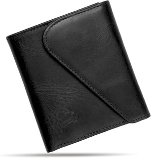 Cartera de cuero de grano completo para hombre, hecha a mano con bl...