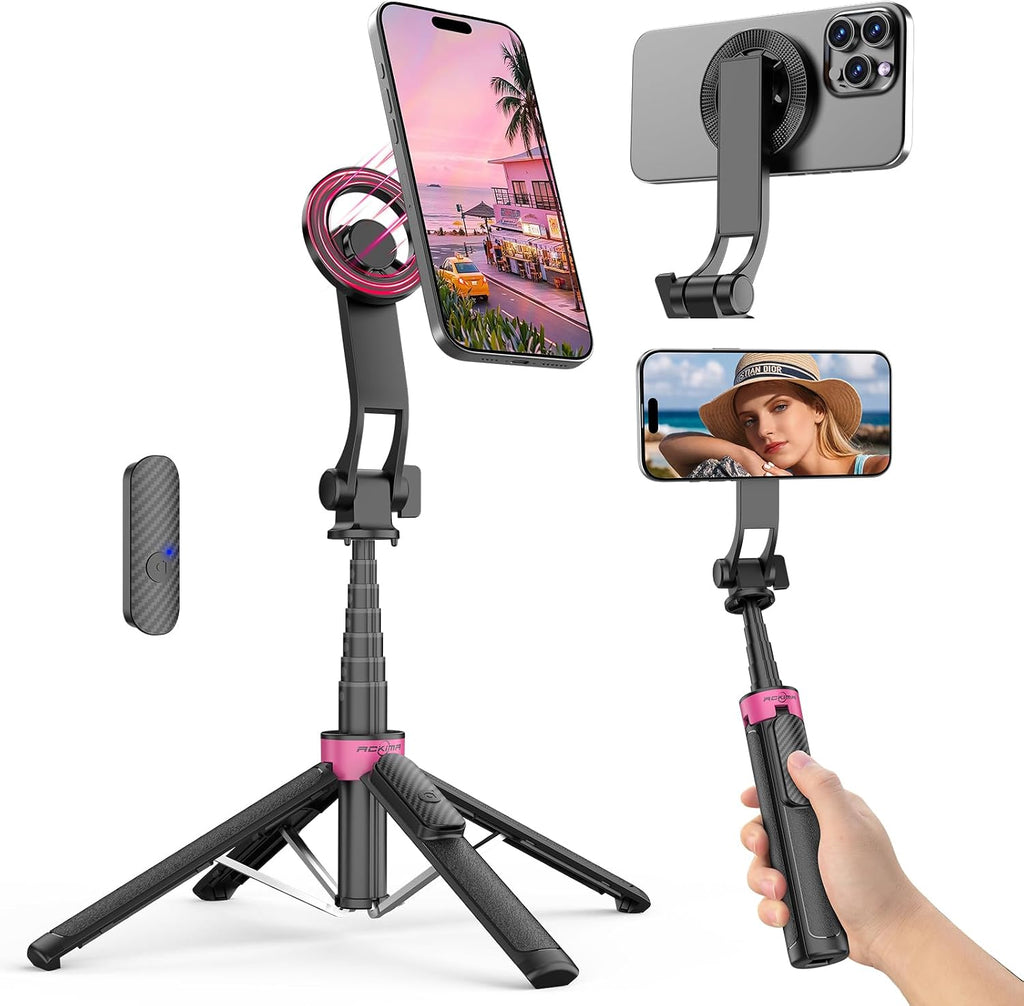 37'' Trípode Magnético para Teléfono, Trípode Portátil para Selfie y Base de 4 Patas