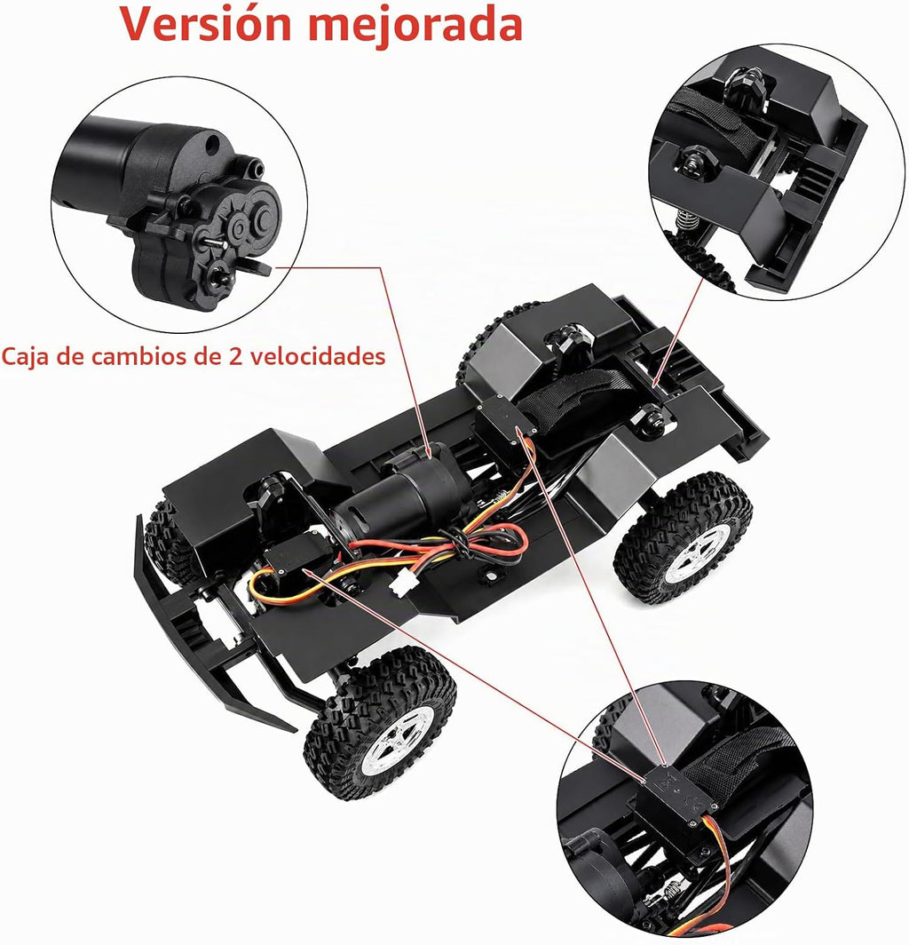 TRX4M Kit de chasis de nailon con caja de cambios de 2 velocidades, distancia entre ejes de 6.102 in premontada 1/18 RC marco sobre orugas para TRX4M Bronco Defender JJRC C8809 C8801