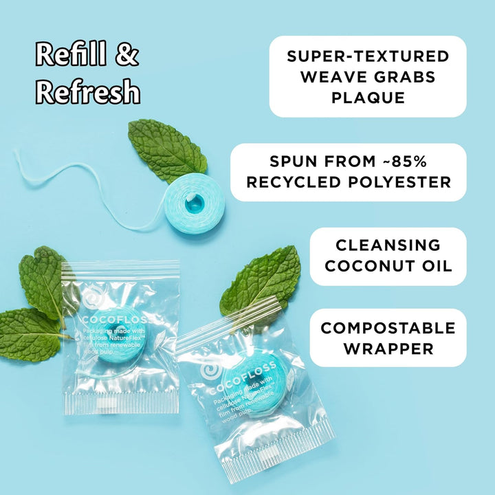 Cocofloss Hilo Dental Tejido, Juego de Recargas, Cuidado Bucal Dise...