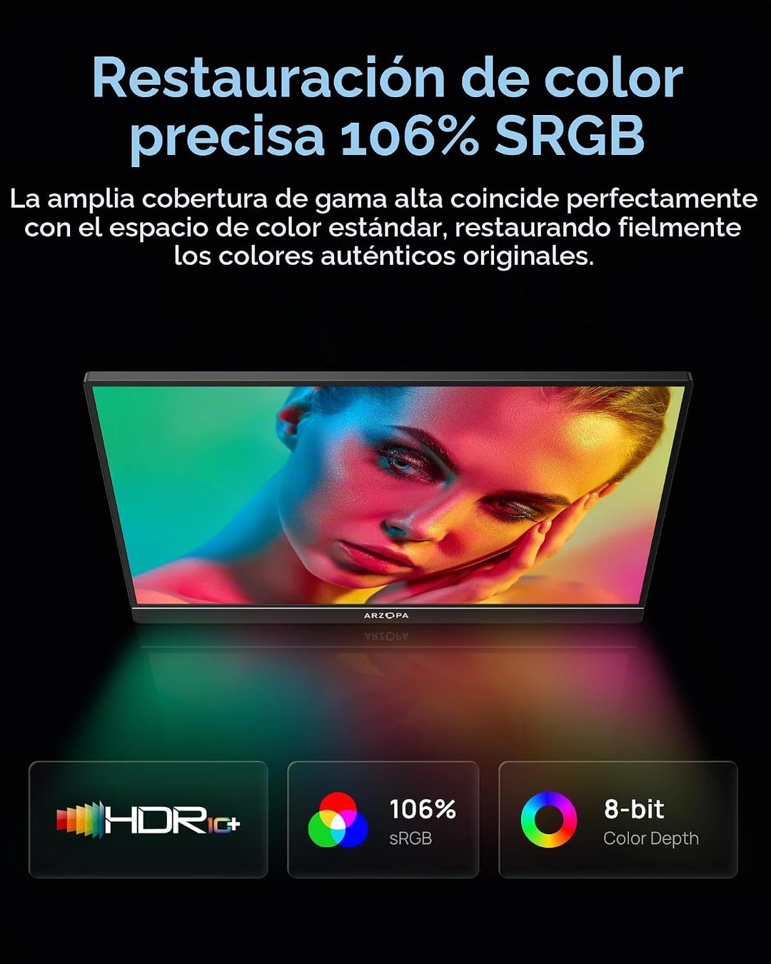 ARZOPA Monitor portátil para juegos de 16.1 pulgadas y 144 Hz, 106%...