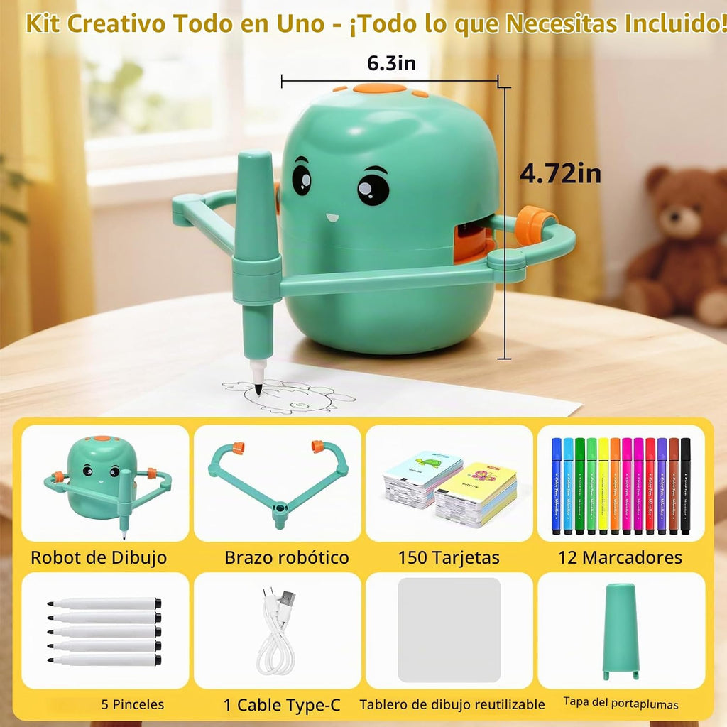 Robot de dibujo para niños, 150 tarjetas de juguete para edades de 3, 4, 5