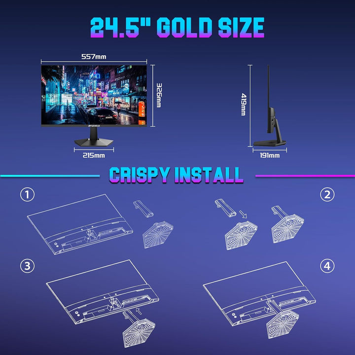 SANSUI Monitor de juegos, 24.5 pulgadas, 300 Hz, 240 Hz, FHD 1080P,...