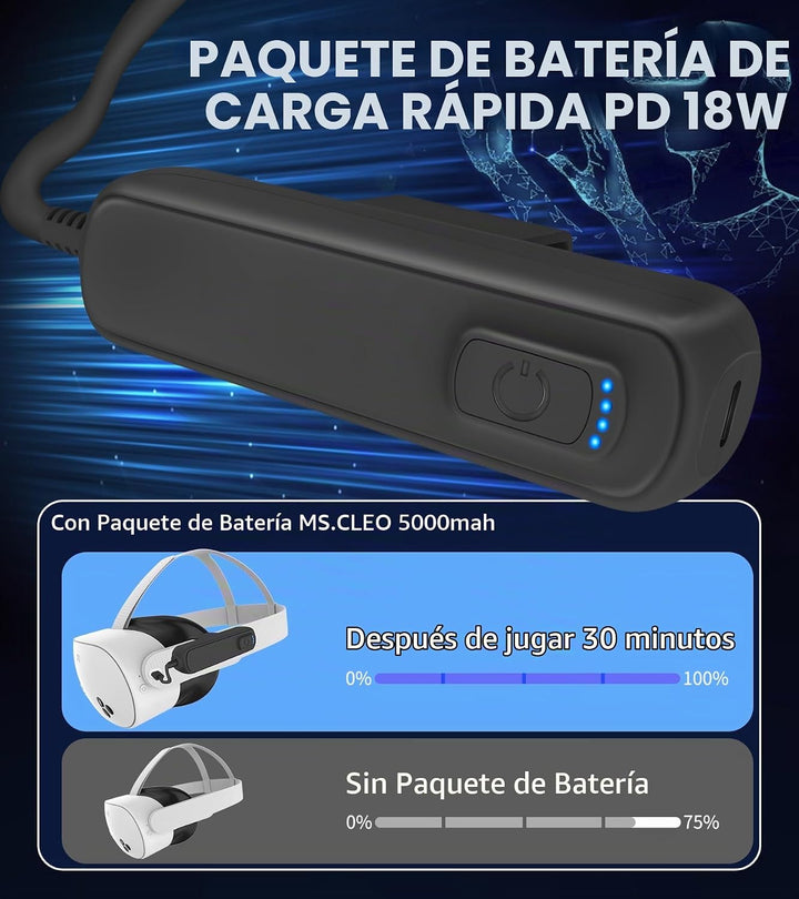 MS.CLEO Paquete de baterías para Meta\/Oculus Quest 3s\/3\/2, 5000m...