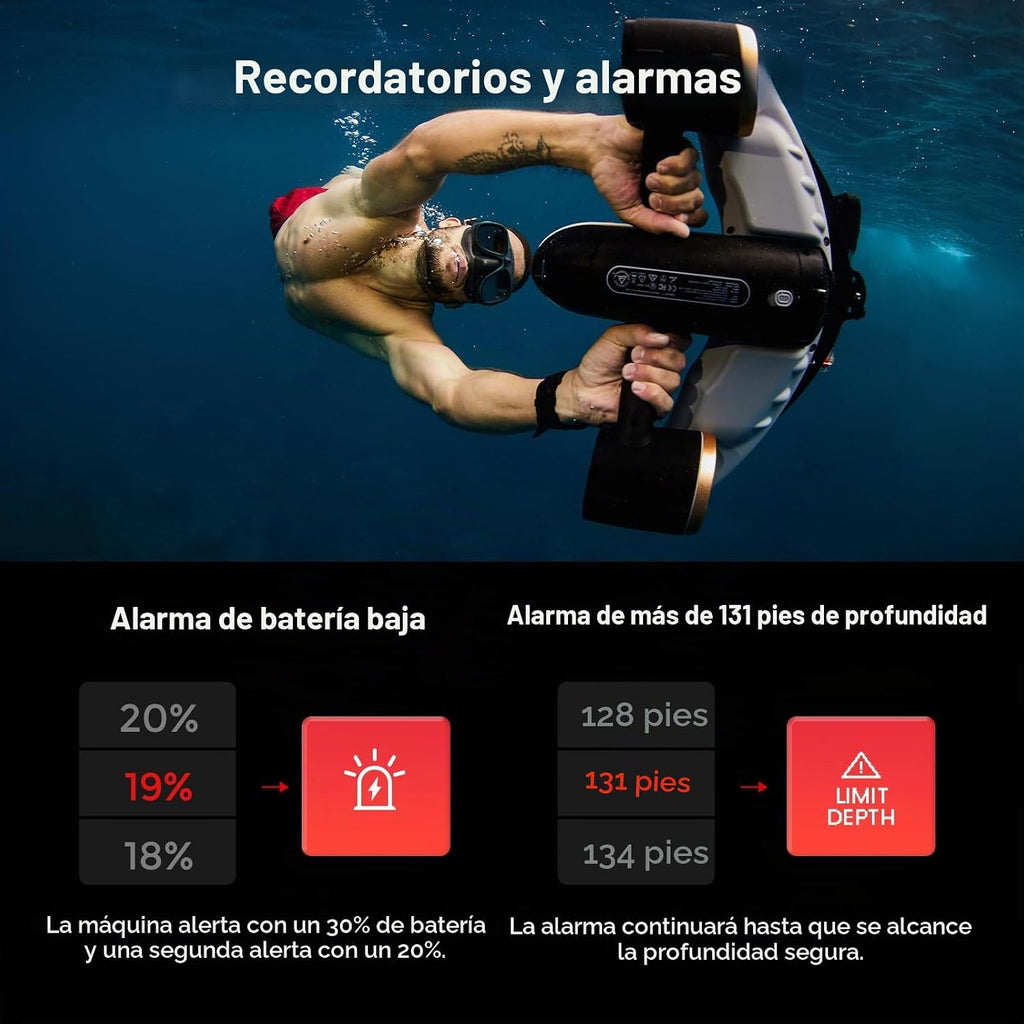 sublue Navbow Plus Smart Underwater Scooter con Depth Gauge, Temperature Sensor, Compass, Action Camera Mount, 131ft Waterproof para Diving & Snorkeling & Sea Adventures