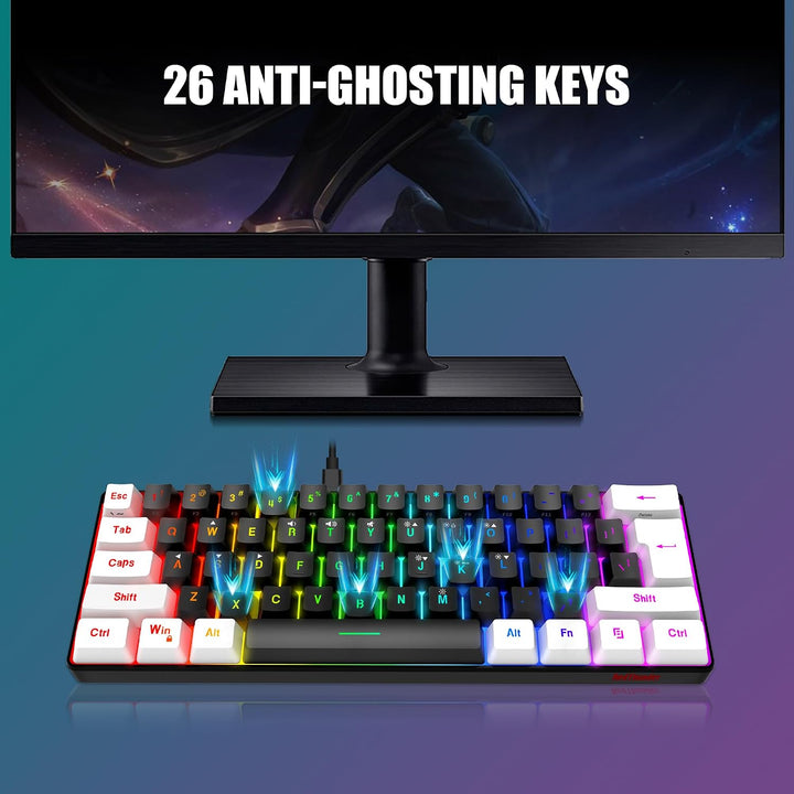 RedThunder Combo de Teclado y Mouse para Juegos 60%, Teclado Mini R...
