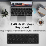 Teclado inalámbrico, 2.4G USB delgado silencioso sin cables para Wi...