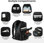 YAMTION - Mochila para laptop para hombres y mujeres, mochila negra, Negro, 15,6 pulgadas