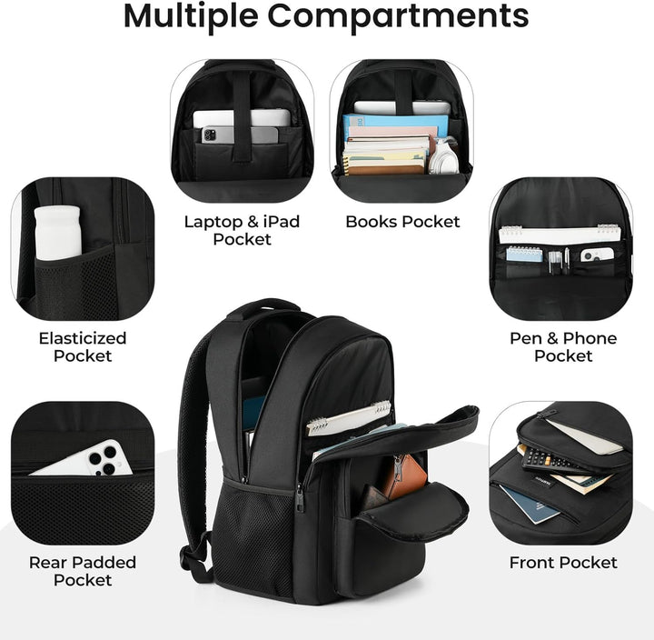 YAMTION Mochila para laptop para hombres y mujeres, mochila negra,...