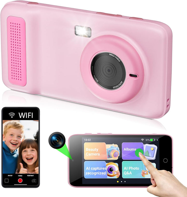 Gisotu Cámara digital AI, cámara AI para niños, reconocimiento de t...