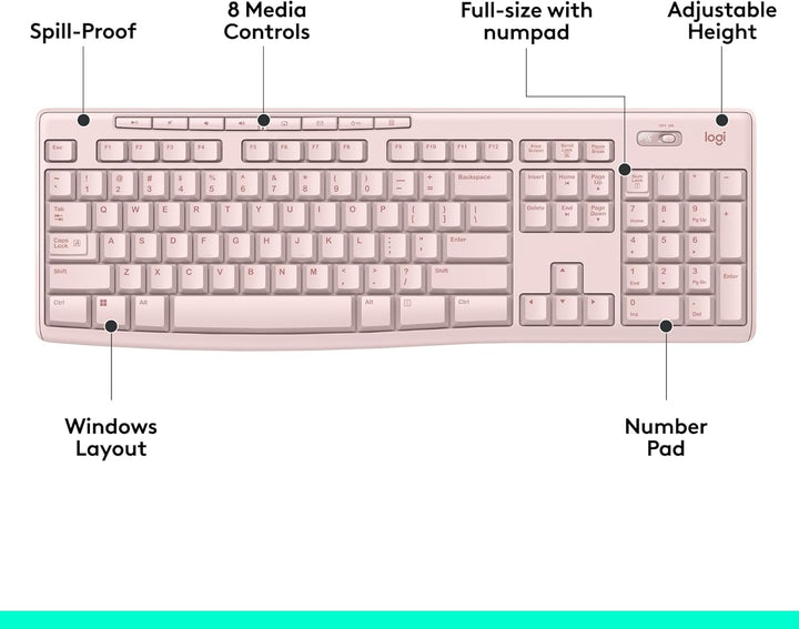 Logitech Teclado inalámbrico K270 para Windows, inalámbrico de 2,4...