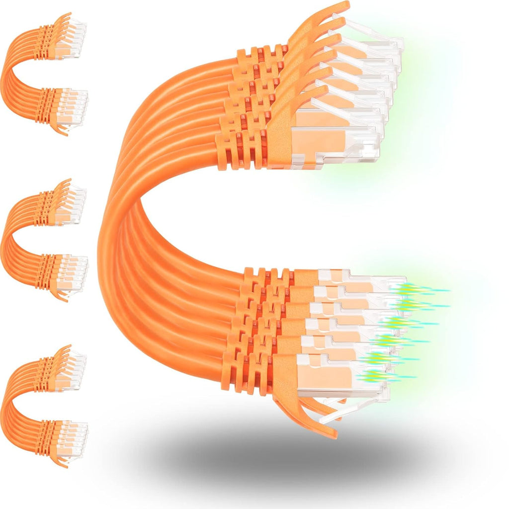 Rapink Cables de conexión Cat6 de 1 pie (paquete de 24), Cable de conexión Ethernet con soporte para 10G, Cable de conexión Cat 6 para panel de conexiones a switch, Cable Ethernet Cat 6 flexible con