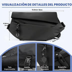 Bolso cruzado tipo bandolera para hombres y mujeres, mochila impermeable expandible con hebilla magnética para ciclismo, viajes, EDC (negro, mediano)