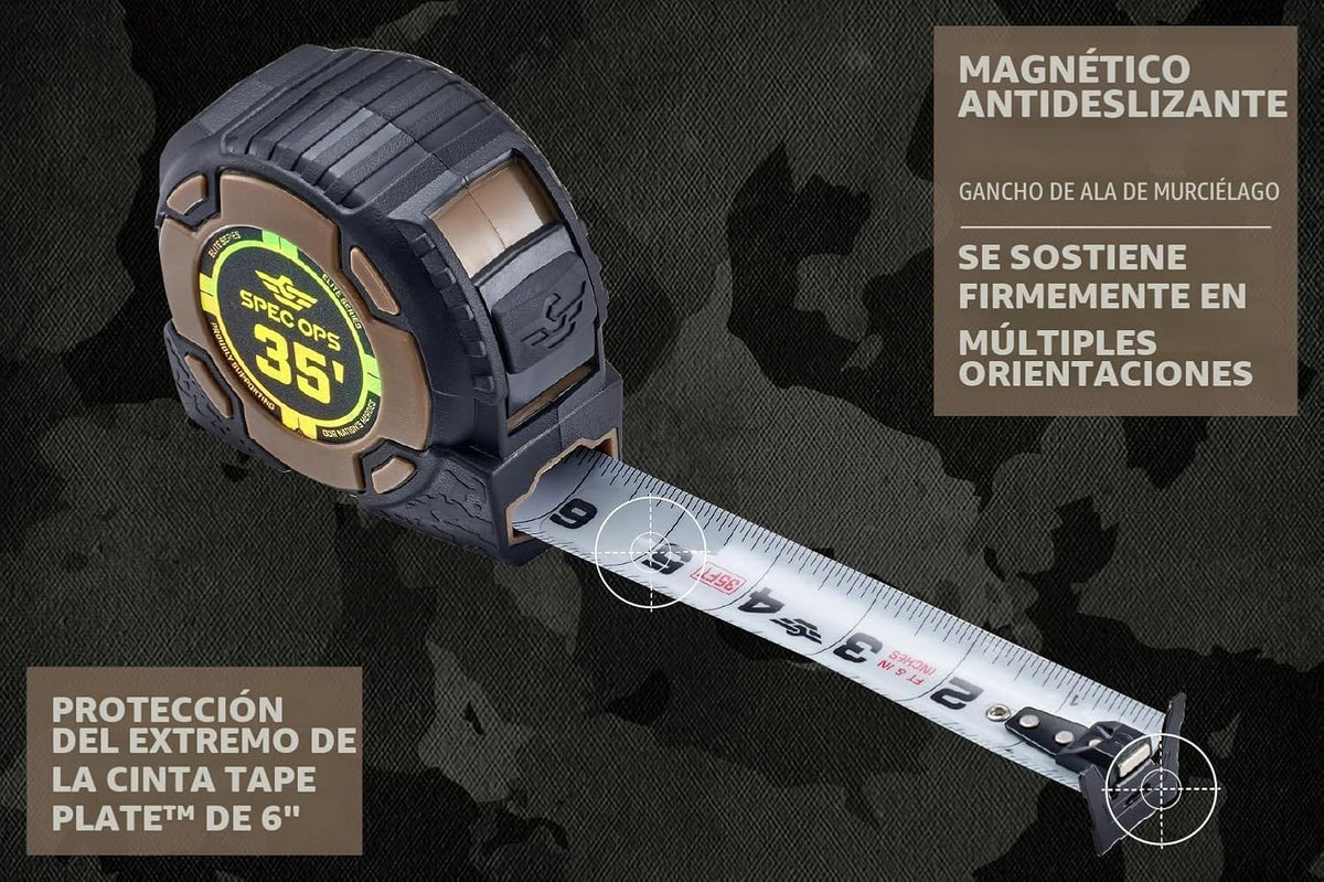 Spec Ops Elite - Cinta métrica resistente, hoja de 1.25 pulgadas