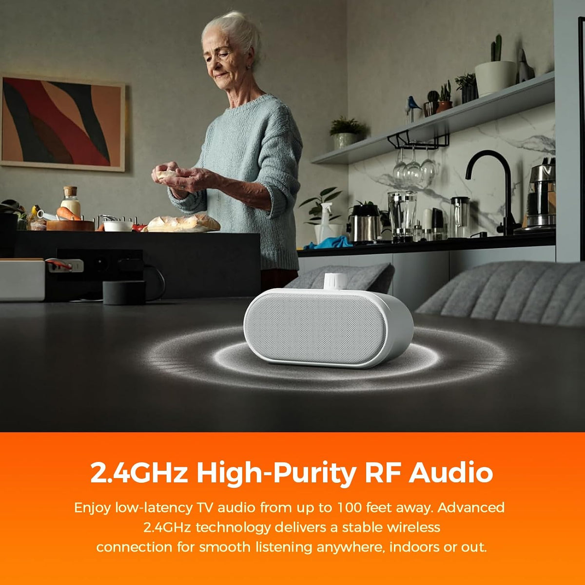 Altavoz inalámbrico de TV 2.4G para personas mayores, altavoz