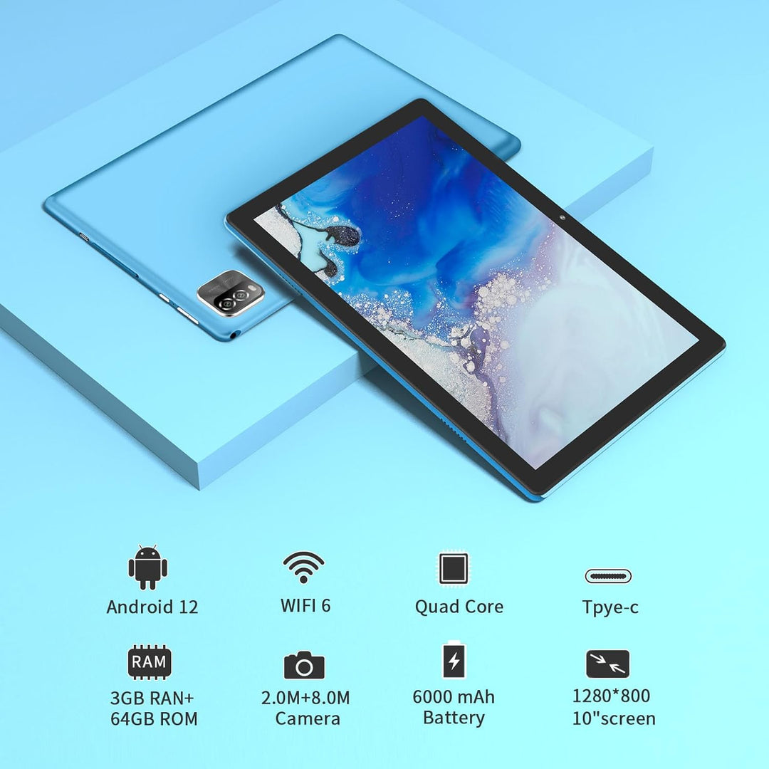 Tableta Android de 10 pulgadas, 64 GB, 1 TB ampliable, procesador d...