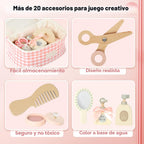 Juego de Maquillaje de Madera para Niños, Juego de Maquillaje de Simulación para Niños Pequeños, Kit de Maquillaje de Belleza para Niñas de 3, 4, 5, 6, 7 Años