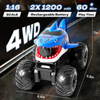 Camión monstruo de tiburón anfibio de control remoto con detección de gestos y chorro de agua, 4WD, 1:16, vehículo RC todo terreno, impermeable, tanque RC para piscina, juguete al aire libre, regalos