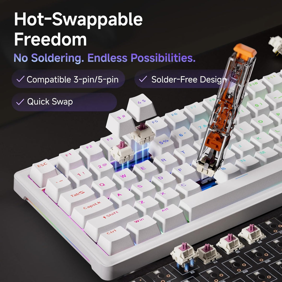 DIERYA DK81E Teclado mecánico para juegos 75%, intercambiable en ca...