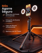 71" Trípode para teléfono con 2 LEDs, 2 micrófonos inalámbricos y control remoto recargable
