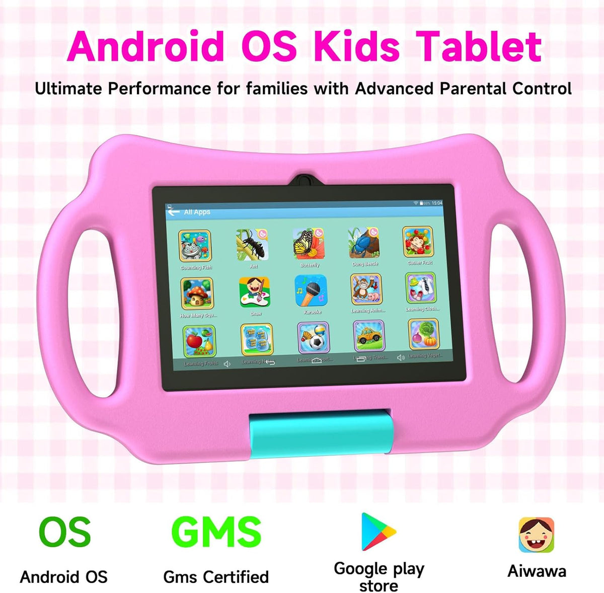 Vyrolina - Tableta infantil de 7 pulgadas, 4 GB de RAM, 32 GB, fund...