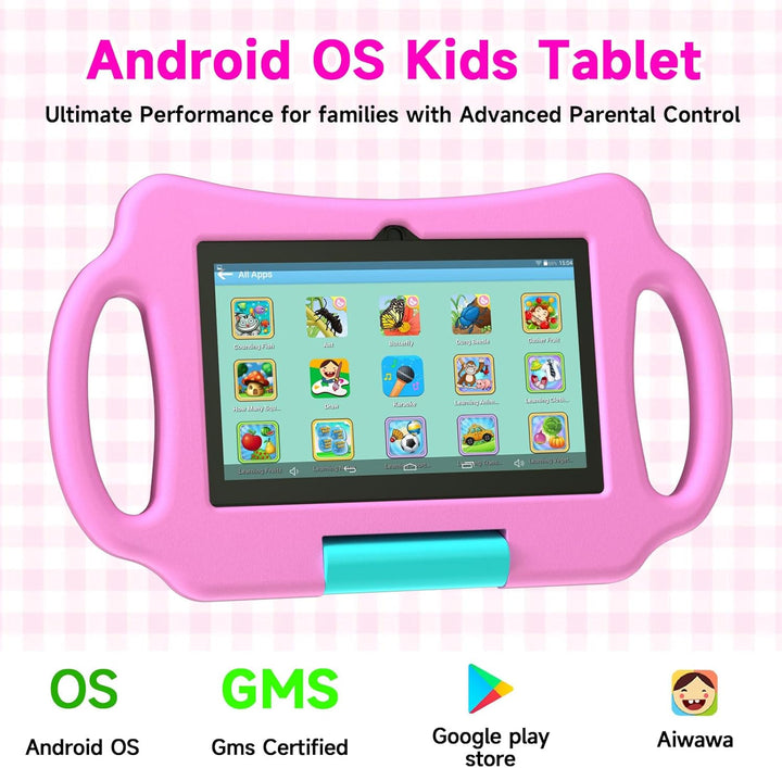 Vyrolina - Tableta infantil de 7 pulgadas, 4 GB de RAM, 32 GB, fund...