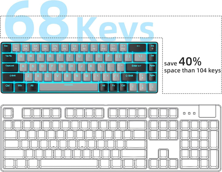 MageGee MK-Box - Teclado portátil 60% mecánico para juegos, retroil...
