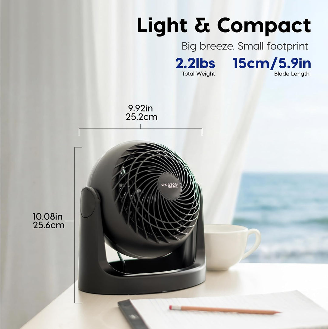 IRIS USA WOOZOO Ventilador de escritorio pequeño, inclinación verti...