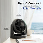 IRIS USA WOOZOO Ventilador de escritorio pequeño, inclinación verti...