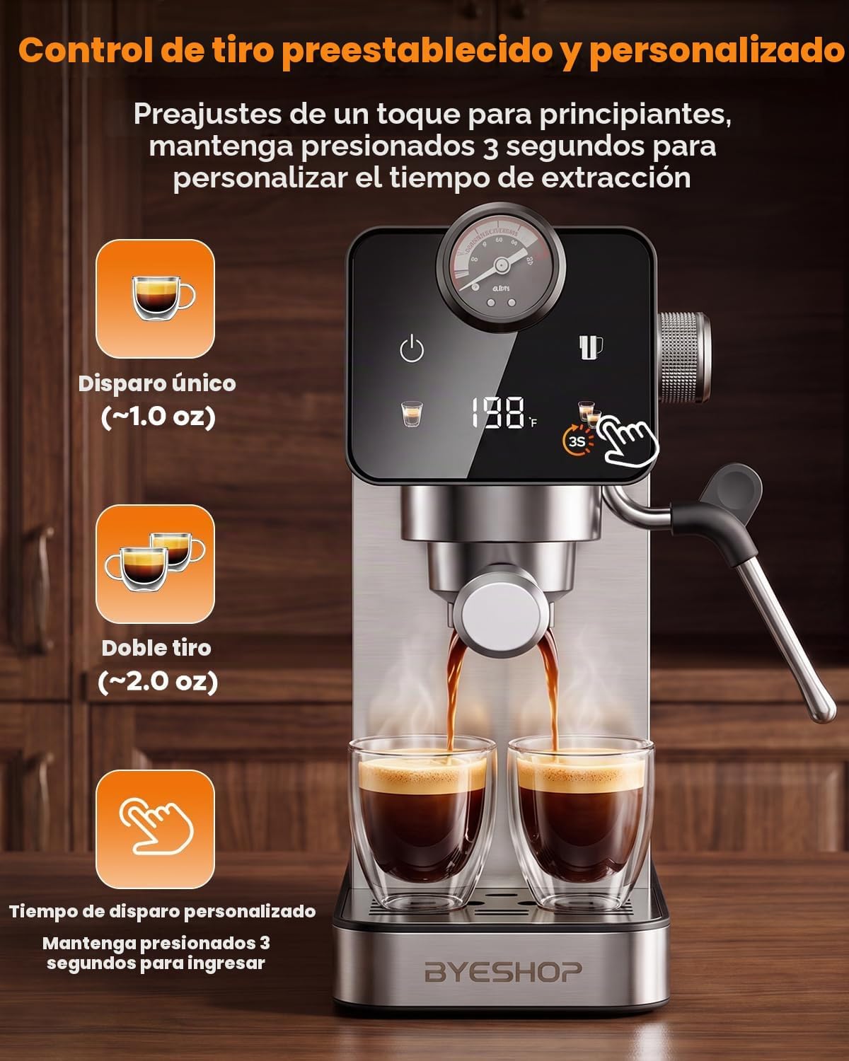 Máquinas de café expreso compactas de 20 barras con espumador de