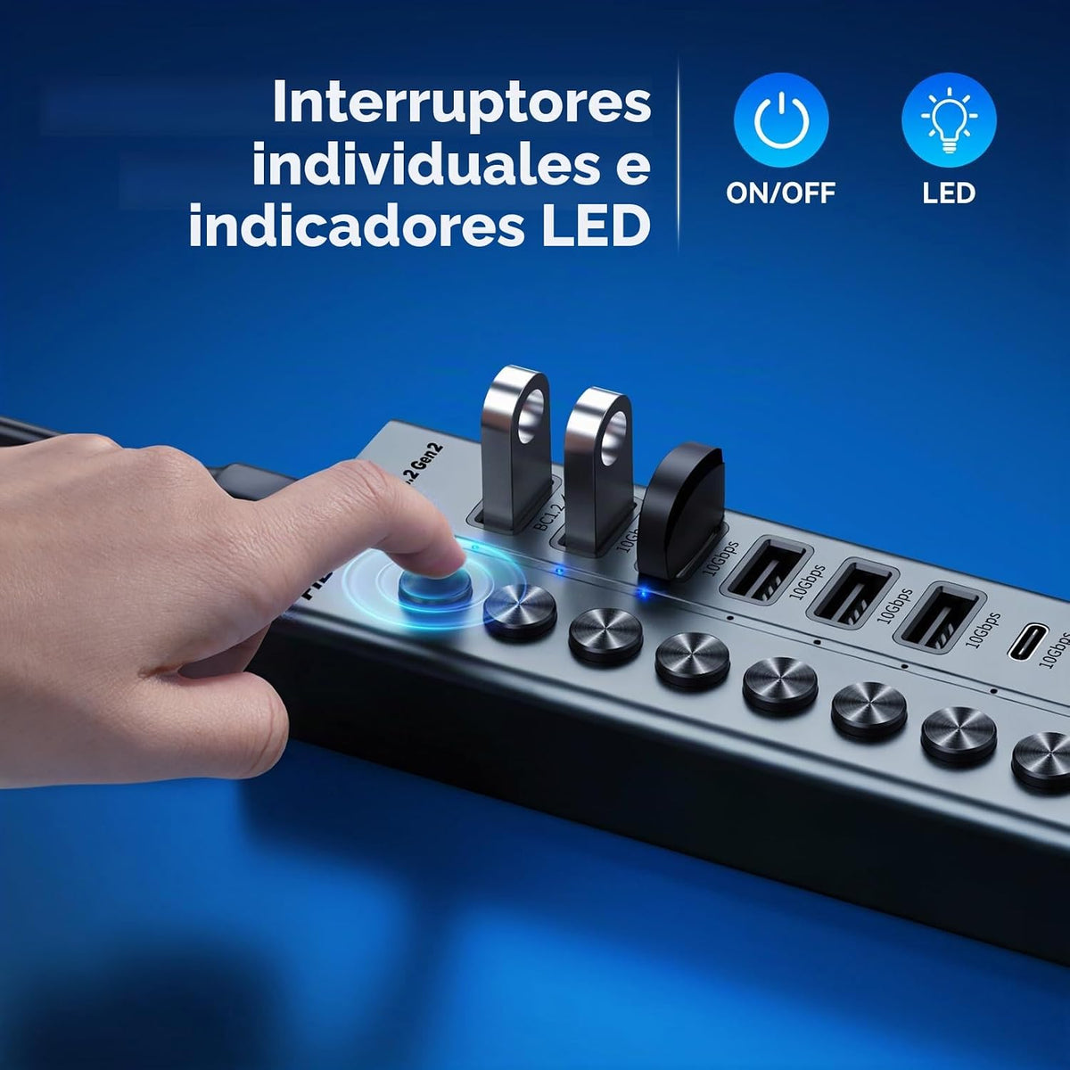 FIDECO, HCA162PD, hub USB de 10 puertos, alimentado