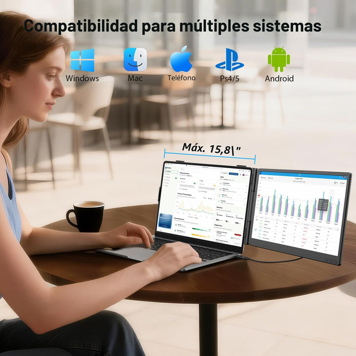 APILDELLA Extensor de pantalla dual para portátil de 14 pulgadas, m...