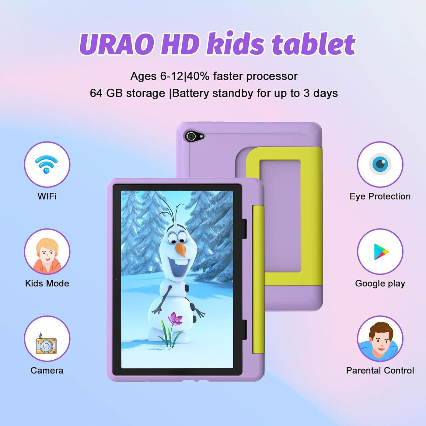 URAO Tableta para niños tableta Android 14 para niños de