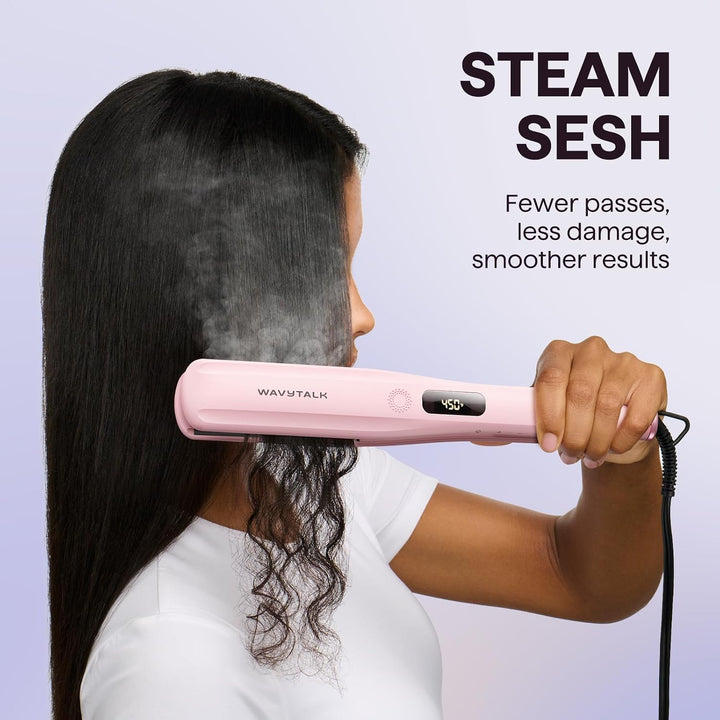 Wavytalk Steam Sesh - Plancha de pelo y espray protector de calor p...