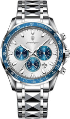 Poedagar Relojes de moda para hombre de lujo, impermeables, luminosos, con fecha y cronógrafo, de acero inoxidable, deportivos, de cuarzo, para hombre