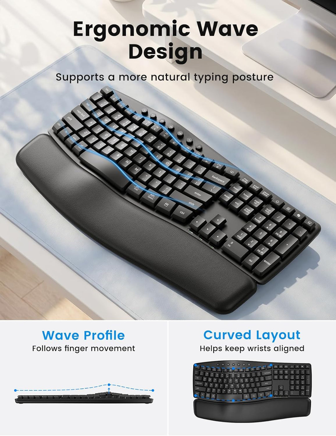 SABLUTE MA41 - Juego de teclado y mouse inalámbricos, juego de tecl...