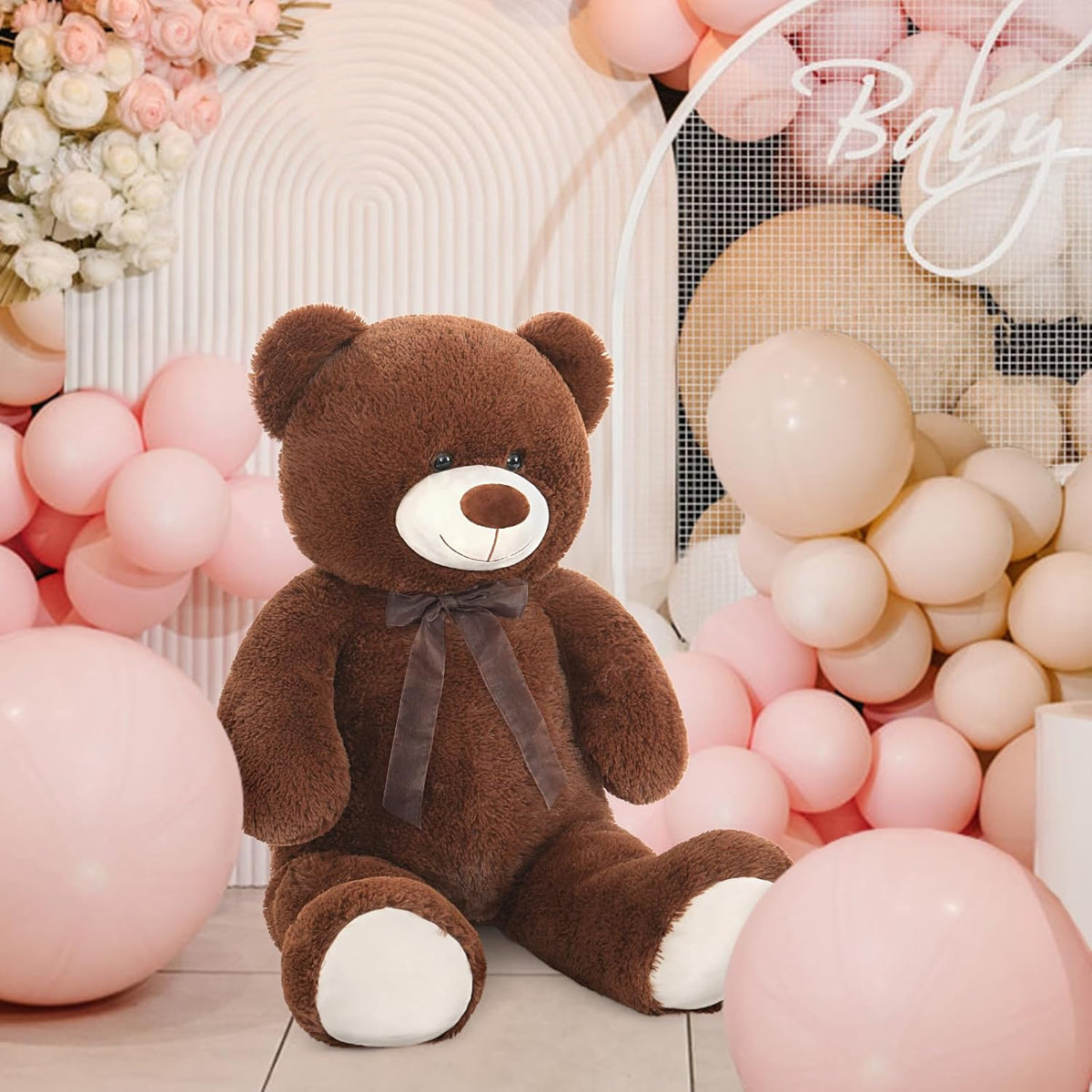 MorisMos Oso de peluche gigante de 3 a 36 pulgadas, oso de peluche grande marrón para novia y San Valentín, peluche grande para decoración de cumpleaños, Navidad, baby shower, marrón oscuro